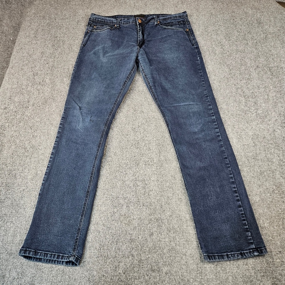 Steve's Jeans Mens 36x32 Dark Wash Straight Leg Stretch Denim Blue Jeans